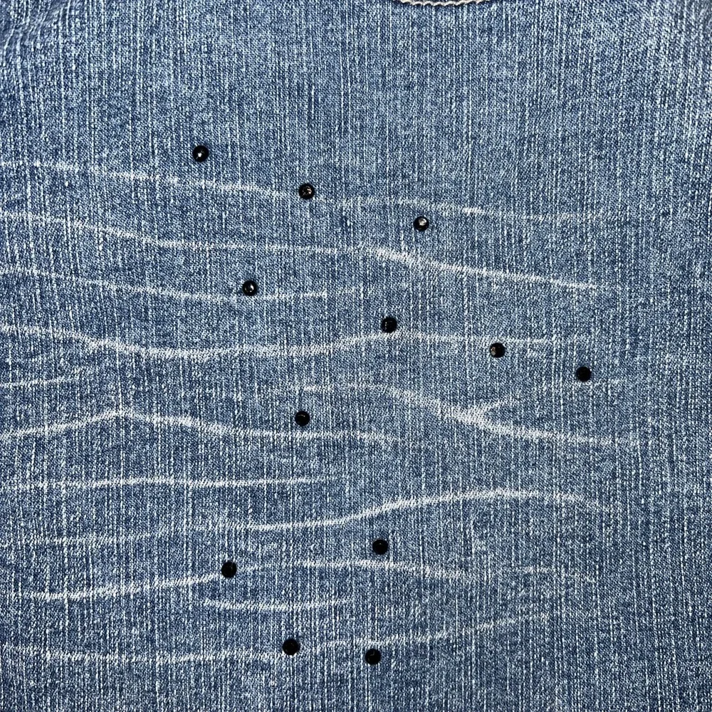 Arizona Jean Co. Y2K Denim Mini Skirt Embellished Raw Edge Sz 16.5‎